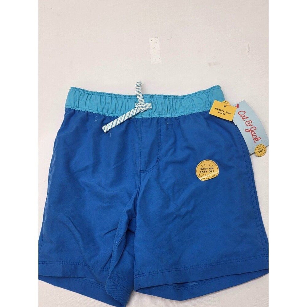 Cat & Jack Boys Swim Trunks Size S 4/5 Blue Mesh Lined Board Shorts NWT